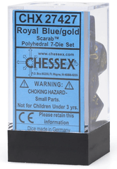 Chessex Dice: 7 Set Polyhedral Scarab Royal Blue Gold CHX27427